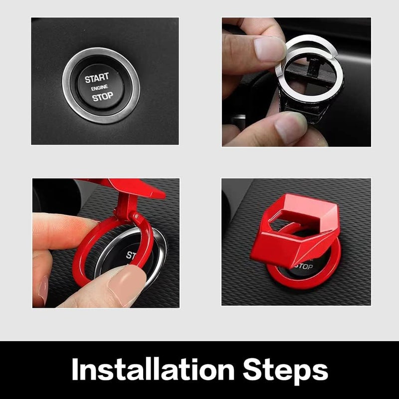 VARGTR Universal Engine Start/Stop Button Cover,Aluminum Alloy Car Power Control Trim,Push to Start Button Cover Key Protective Cover for Civic CRV XRV Challenger Charger CHR (Carbon Fiber) - Image 5